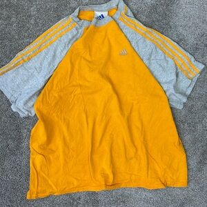 Y2k orangish yellow‎ adidas 3 stripe tshirt